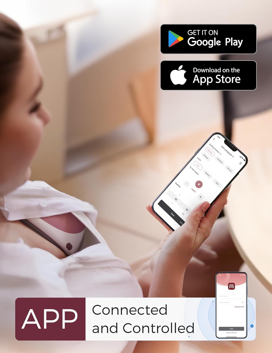 Momcozy Breast Pump Hands Free Upgraded Mobile Flow | M9. App Discreet Control with Personalized Multi-Modes & 15 Levels. Wearable Breast Pump 24mm. 2 Pack Cozy Red