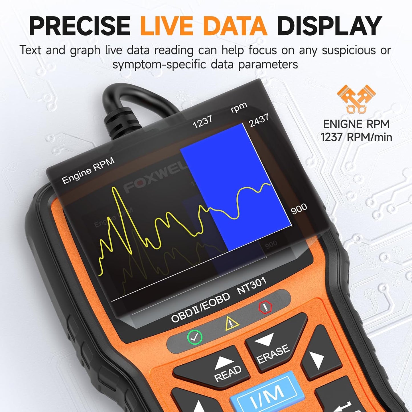 （Same style on Amazon） FOXWELL NT301 OBD2 Scanner Live Data Professional Mechanic OBDII Diagnostic Code Reader Tool for Check Engine Light