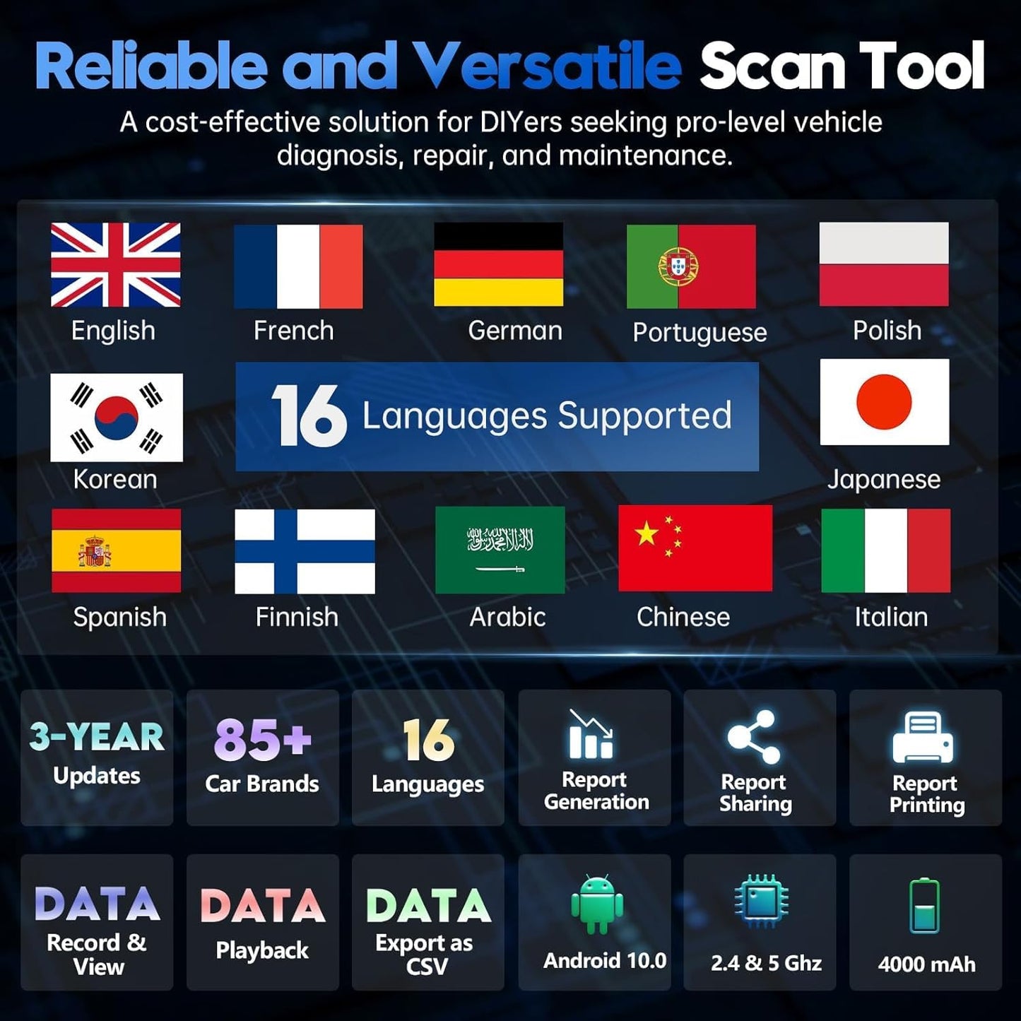 Xtool D7 OBD2 Scanner for All Cars – Full System Diagnostic, ECU Programming, Bi-Directional Control, 3-Year Free Update