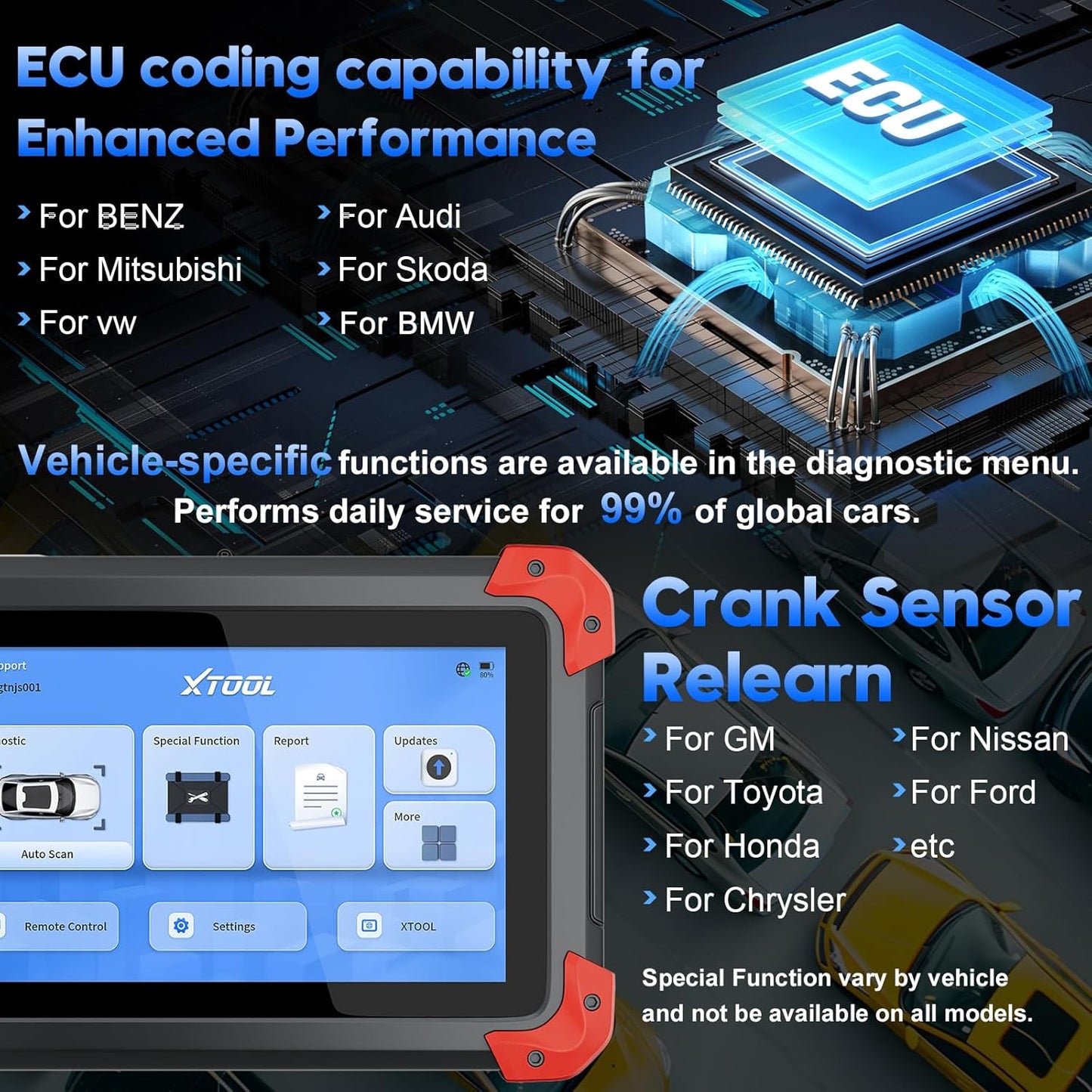 Xtool D7 OBD2 Scanner for All Cars – Full System Diagnostic, ECU Programming, Bi-Directional Control, 3-Year Free Update